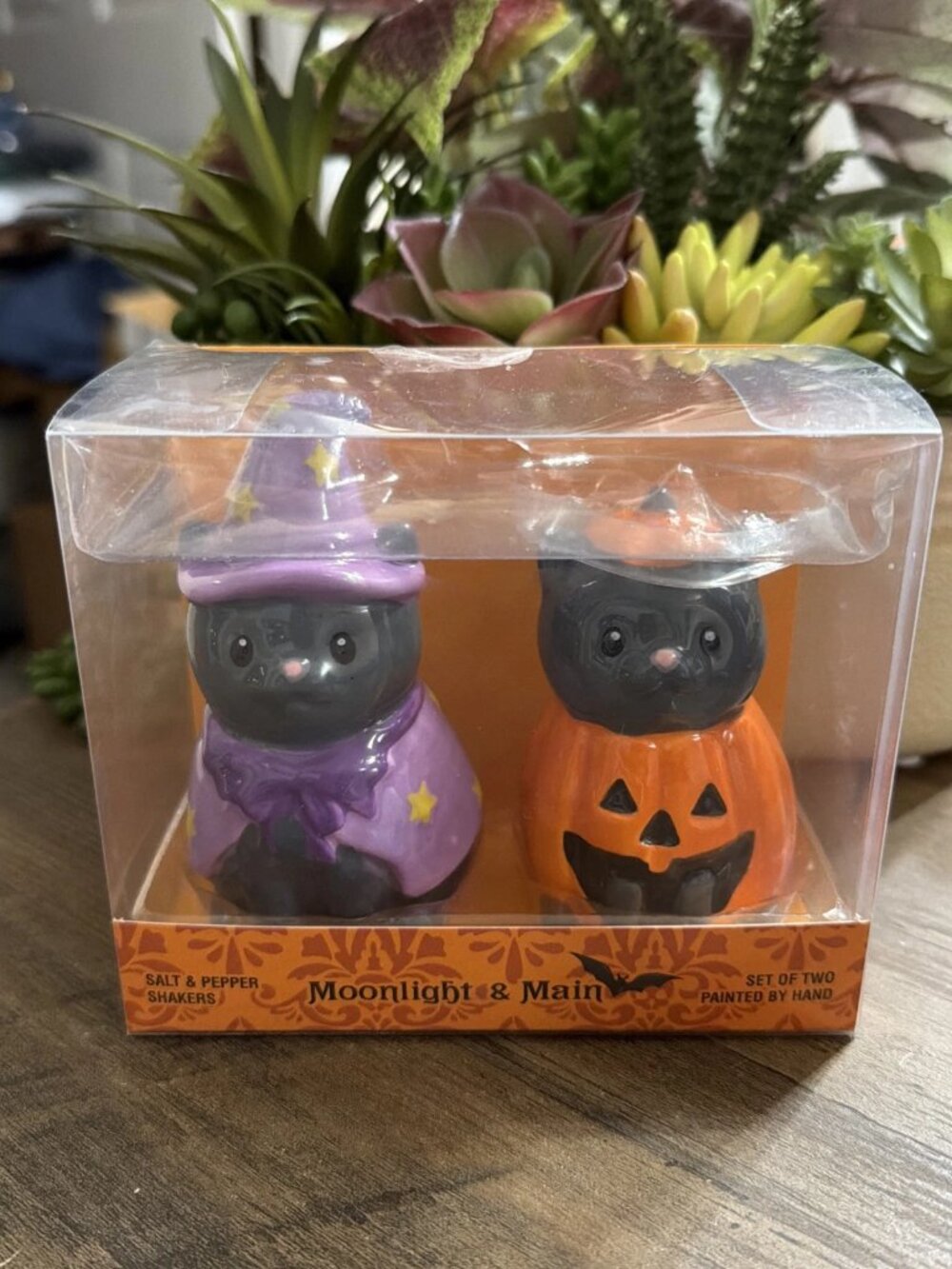 Moonlight & Main Halloween Salt & Pepper Shakers - Cat Witch & Cat Pumpkin